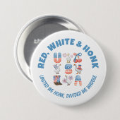 Fun USA Goose RED WHITE AND HONK 4. Juli Button (Vorne & Hinten)