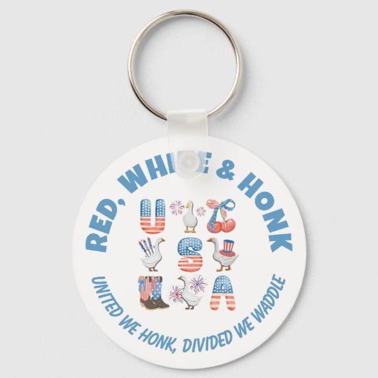 Fun USA Goose RED WHITE AND HONK 4. Juli Schlüsselanhänger (Vorderseite)