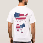 Fun USA Map Flag Donkey Elephant, Red White, Blue T-Shirt (Rückseite)