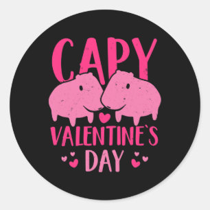 Fun Valentine Couple Capy Valentine's Day Capybara Runder Aufkleber
