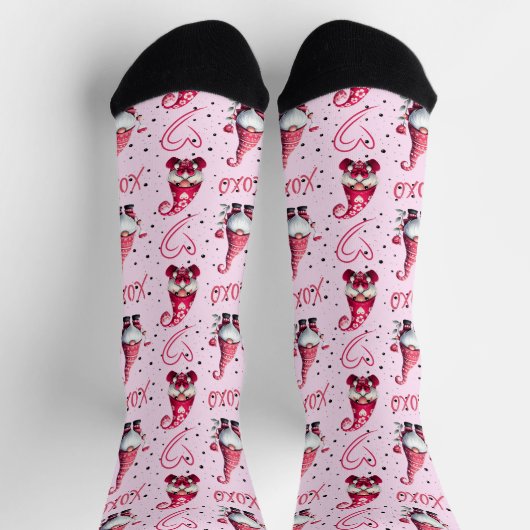 Fun Valentine Gnome Socken (Oben)