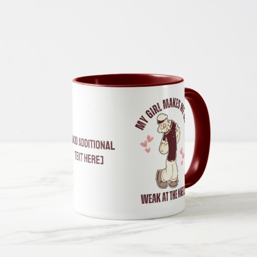 Fun Valentines POPEYE schwach an den Knie Custom Tasse (VorderseiteRechts)