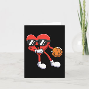 Fun Valentinstag Heart Playing Basketball Boys K Karte