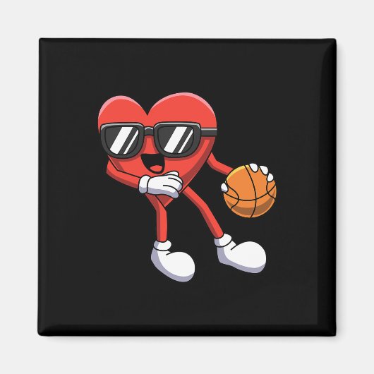 Fun Valentinstag Heart Playing Basketball Boys K Magnet (Vorne)