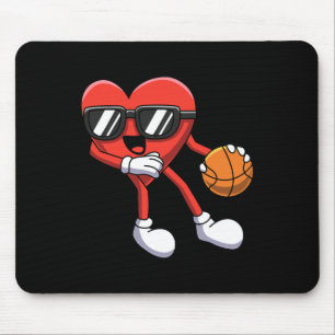 Fun Valentinstag Heart Playing Basketball Boys K Mousepad