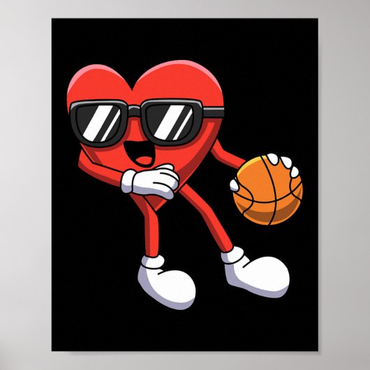 Fun Valentinstag Heart Playing Bysketbyll Boys K Poster (Vorne)