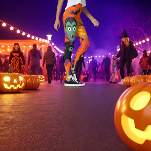 Fun Vampire, Black Cat & Pumpkin Halloween Leggings