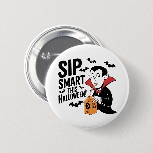 Fun Vampire-Themed Halloween-Design Button (Vorne & Hinten)