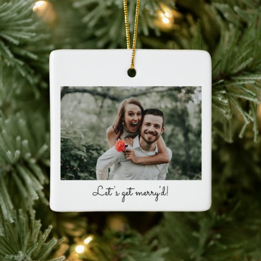 Fun Verlobung Rett Date Lass uns Merry'd Wedding h Keramikornament (Baum)