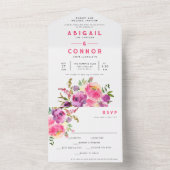 Fun Vibranet Fuchsia Floral All In One Einladung (Innen Boden)