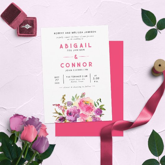 Fun Vibranet Fuchsia Floral Einladung