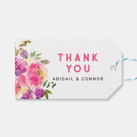 Fun Vibranet Fuchsia Floral Geschenkanhänger (Vorderseite (Horizontal))