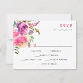 Fun Vibranet Fuchsia Floral RSVP Karte (Vorderseite)