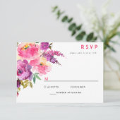 Fun Vibranet Fuchsia Floral RSVP Karte (Stehend Vorderseite)
