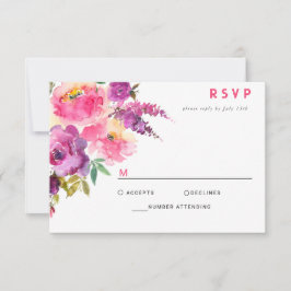 Fun Vibranet Fuchsia Floral RSVP Karte