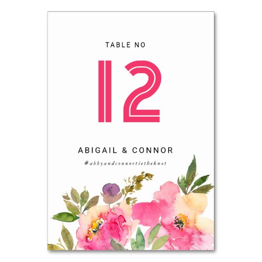 Fun Vibranet Fuchsia Floral Tischnummer (Vorderseite)