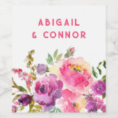 Fun Vibranet Fuchsia Floral Weinetikett (Einzelnes Label)