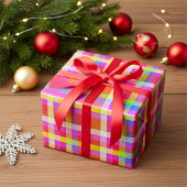 Fun Vibrann Rainbow Colored Squares Wrapping Paper Geschenkpapier