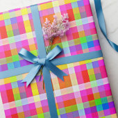 Fun Vibrann Rainbow Colored Squares Wrapping Paper Geschenkpapier