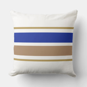 Fun Vibrann Royal Blue Brown Wide Racing Stripes Kissen