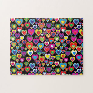 Fun Vibranning Rainbow of Hearts Pattern Liebe Puzzle