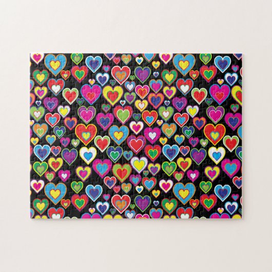 Fun Vibranning Rainbow of Hearts Pattern Liebe Puzzle (Horizontal)