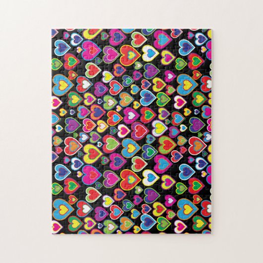 Fun Vibranning Rainbow of Hearts Pattern Liebe Puzzle (Vertikal)