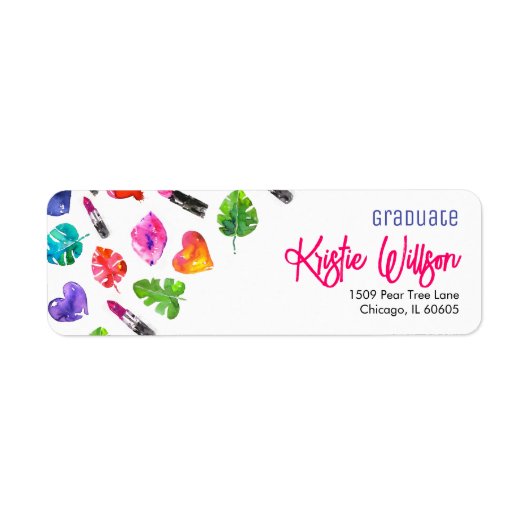 Fun Vibrant Watercolor Lipsticks Graduierungsparty (Vorne)