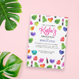 Fun Vibrant Watercolor Lipsticks Graduierungsparty Einladung