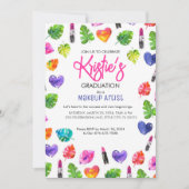 Fun Vibrant Watercolor Lipsticks Graduierungsparty Einladung (Vorderseite)