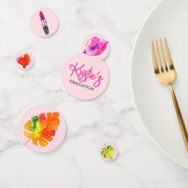 Fun Vibrant Watercolor Lipsticks Graduierungsparty Konfetti