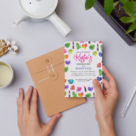 Fun Vibrant Watercolor Lipsticks Graduierungsparty Postkarte