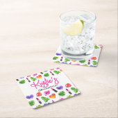 Fun Vibrant Watercolor Lipsticks Graduierungsparty Rechteckiger Pappuntersetzer (Vor Ort)