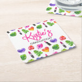 Fun Vibrant Watercolor Lipsticks Graduierungsparty Rechteckiger Pappuntersetzer (angewinkelt)