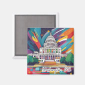 Fun Vibrany Funky Washington DC Colorful Magnet (Vorderseite/Rückseite)