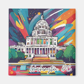 Fun Vibrany Funky Washington DC Colorful Magnet (Vorne)