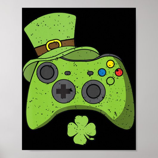 Fun Video Game Console St Patricks Day Kids Gamers Poster (Vorne)