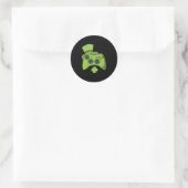 Fun Video Game Console St Patricks Day Kids Gamers Runder Aufkleber (Tasche)