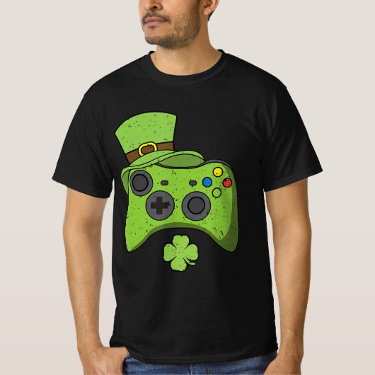 Fun Video Game Console St Patricks Day Kids Gamers T-Shirt (Vorderseite)
