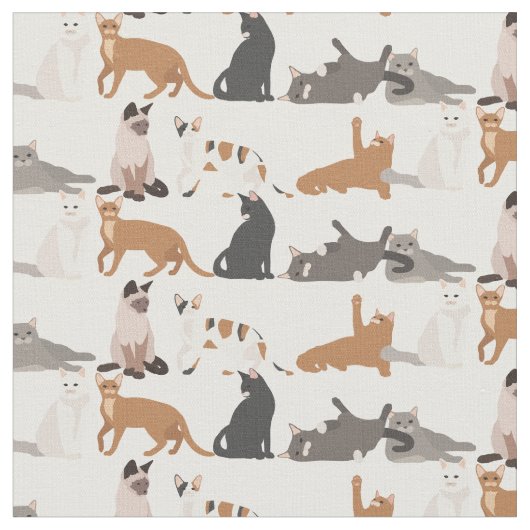Fun Viele Katzen Tiermuster Stoff (Nahaufnahme)