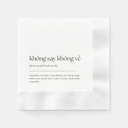 Fun Vietnamese Drinking Phrase Cocktail Napkin 01 Serviette (Vorderseite)