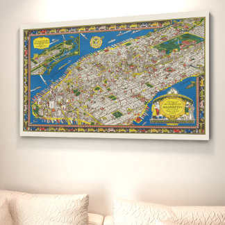Fun Vintag 1926 Piktoriale Manhattan-Karte wiederh Poster