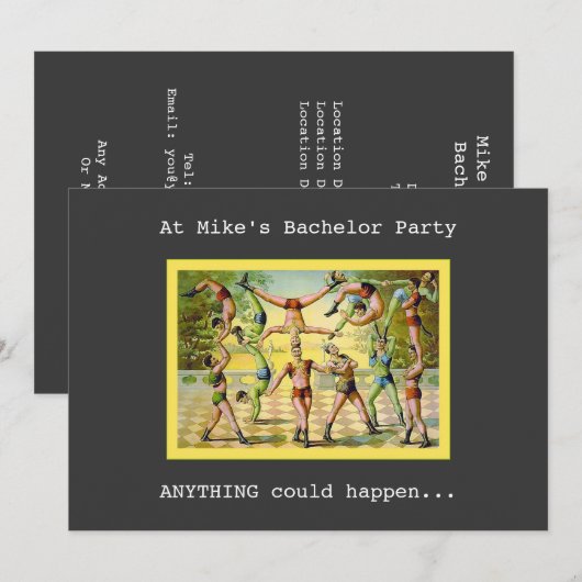 Fun Vintag Bachelor Party Einladung (Vorne/Hinten)