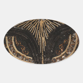 Fun Vintag Bead Look Design Ovaler Aufkleber