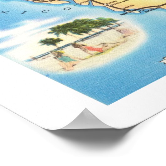Fun Vintag Florida Map Poster (Ecke)