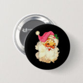 Fun Vintag Pink Santa Claus Pink Weihnachtsdesign Button (Vorne & Hinten)