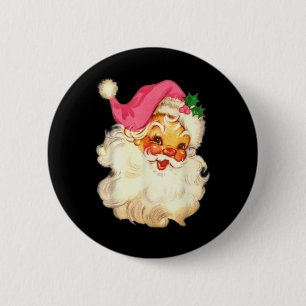 Fun Vintag Pink Santa Claus Pink Weihnachtsdesign Button