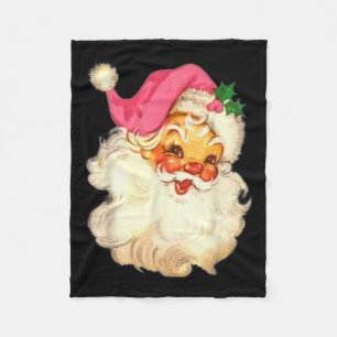 Fun Vintag Pink Santa Claus Pink Weihnachtsdesign Fleecedecke