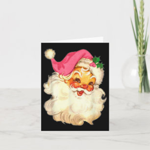 Fun Vintag Pink Santa Claus Pink Weihnachtsdesign Karte