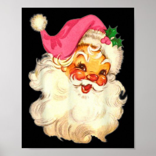 Fun Vintag Pink Santa Claus Pink Weihnachtsdesign Poster (Vorne)